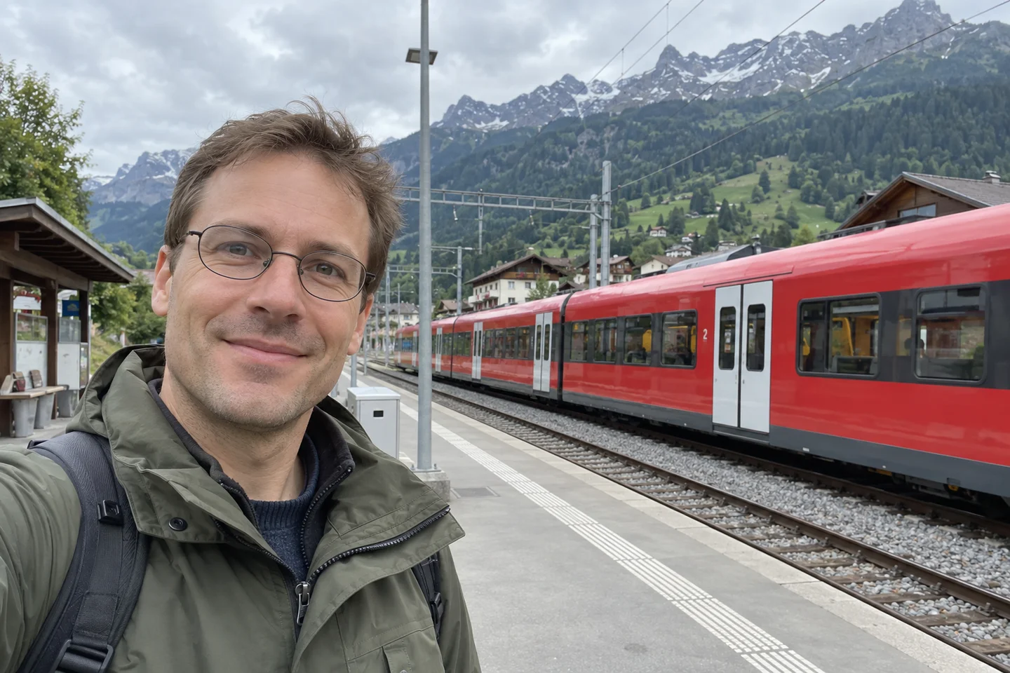 Lukas Keller bei der Routenprüfung vor Ort
